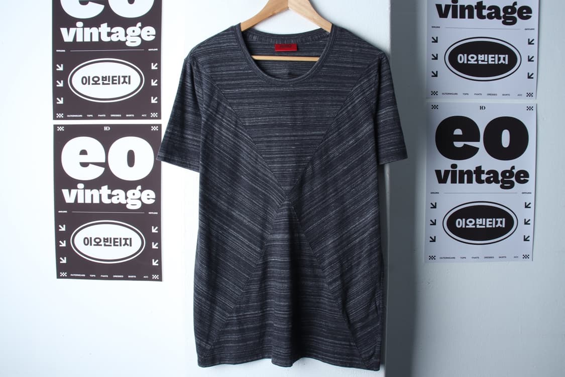 (L-XL) 휴고보스 반팔 티셔츠 패턴 차콜 무지 놈코어-H32453 상품이미지2