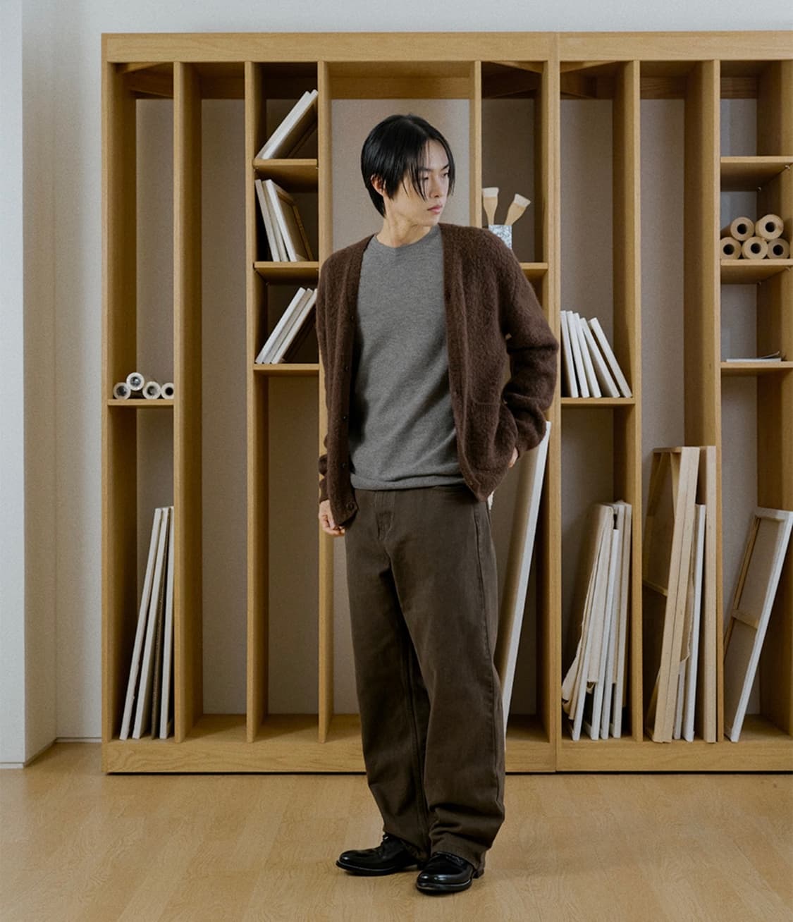 [S] 마이라이브러리 Round Neck Knit Warm Gray 상품이미지3