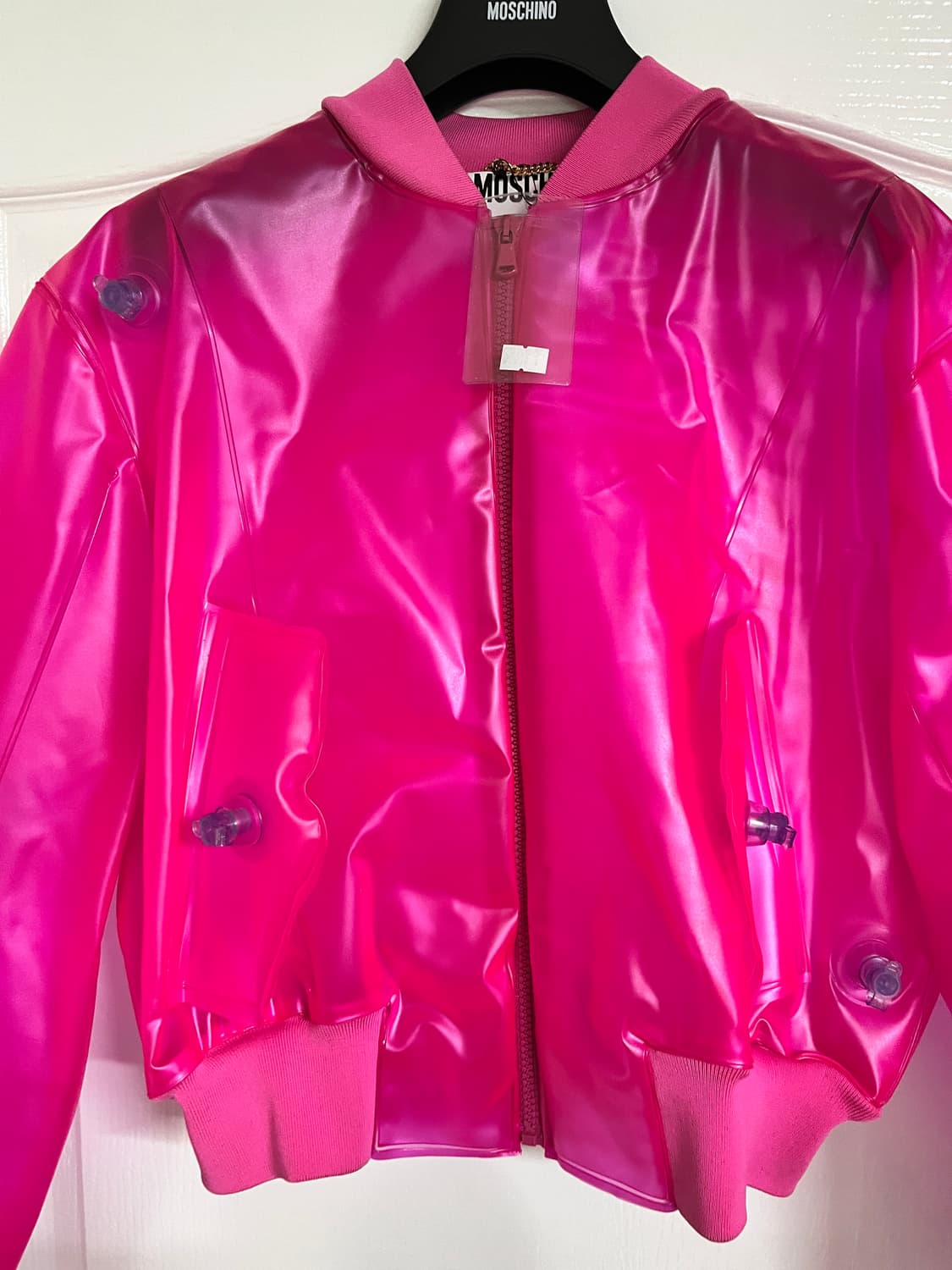 새상품) 모스키노 핑크 유광 봄버 자켓 38 상품이미지3