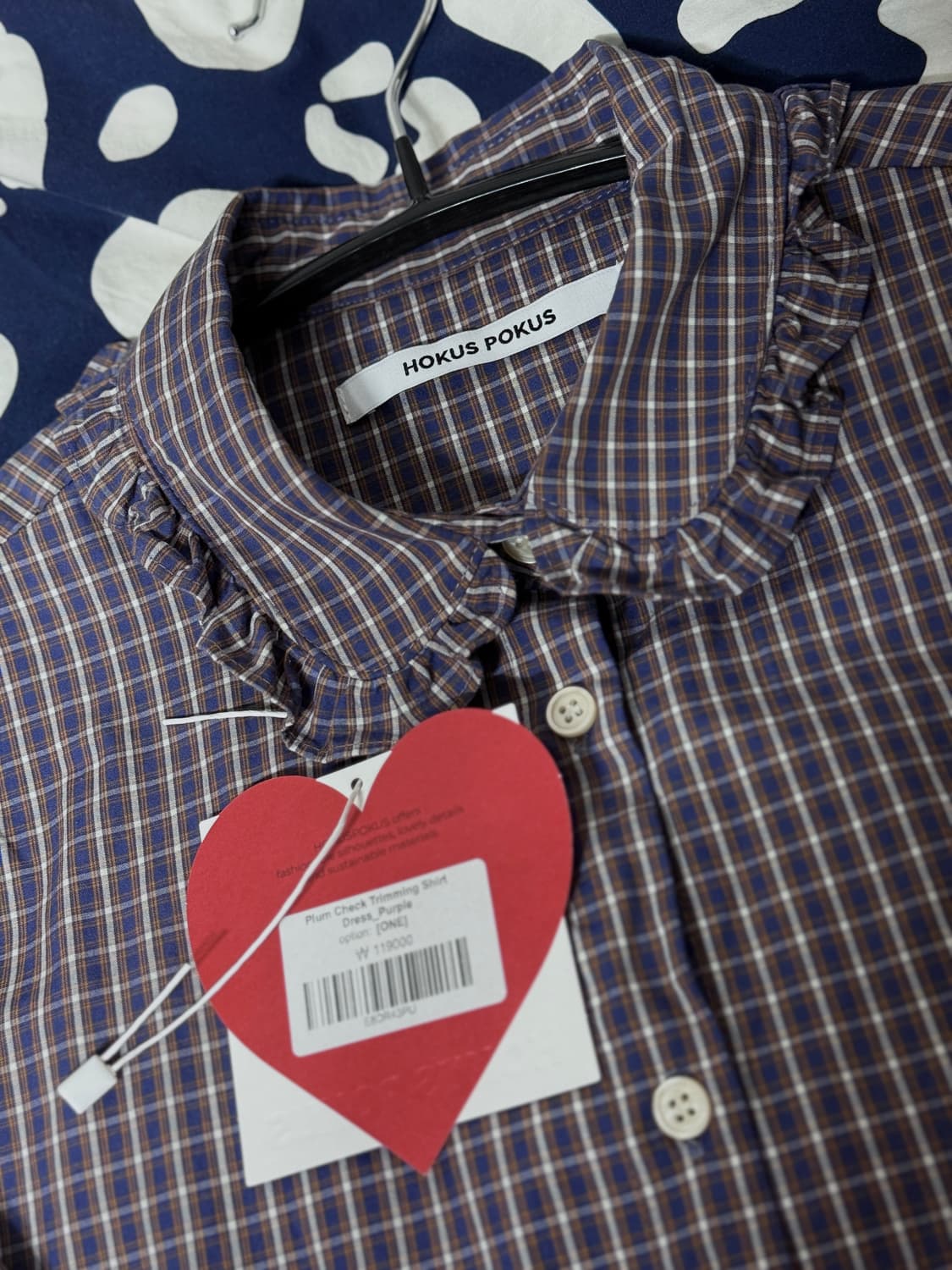 호쿠스포쿠스 Plum Check Trimming Shirt Dress 상품이미지7