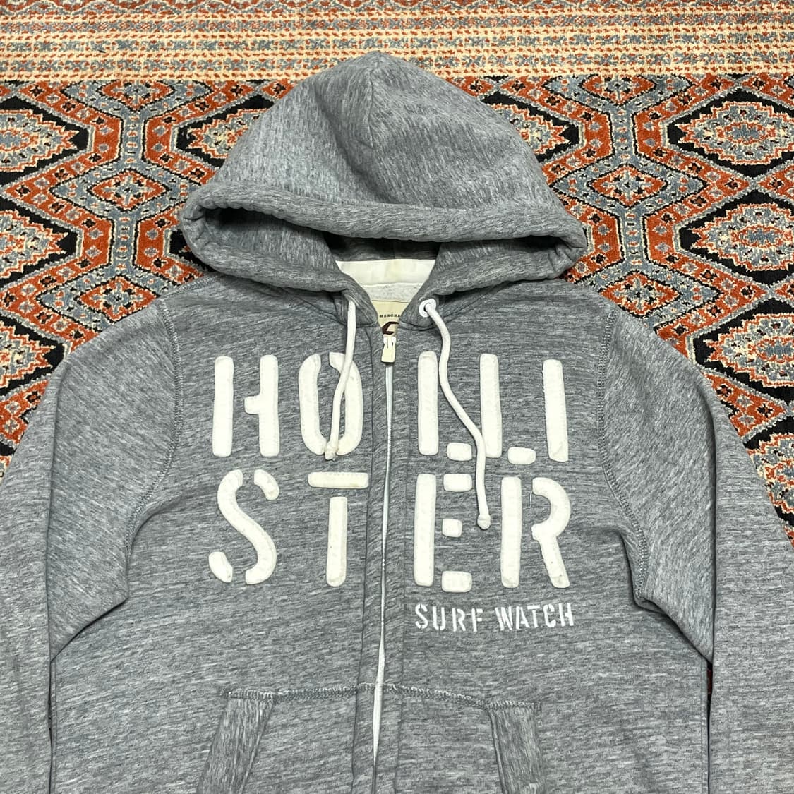 홀리스터 스펠로고 그레이 기모 후드집업 남성M 상품이미지2