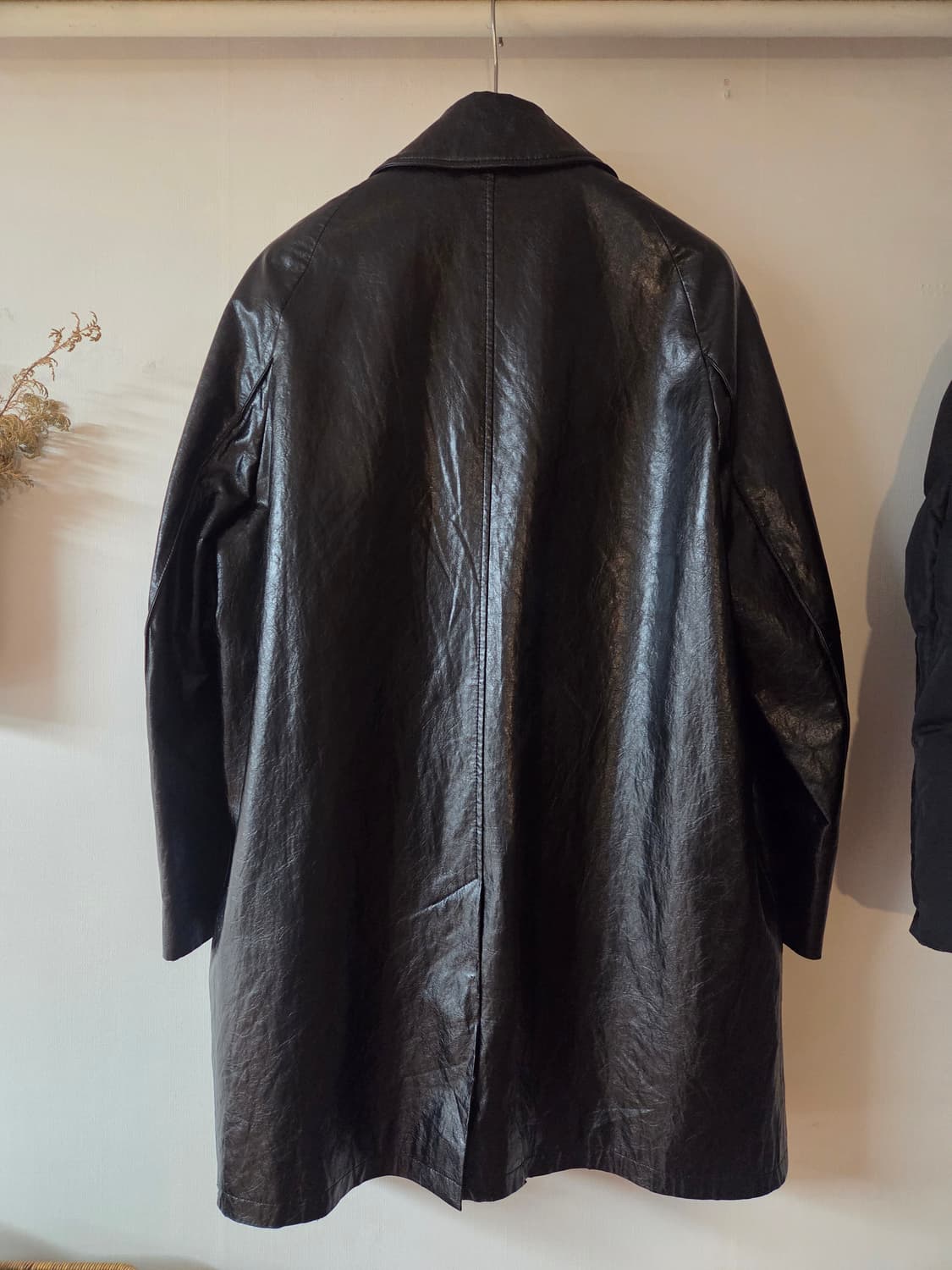 COOR 쿠어 비건 레더 싱글 카 코트 블랙 m사이즈 상품이미지3