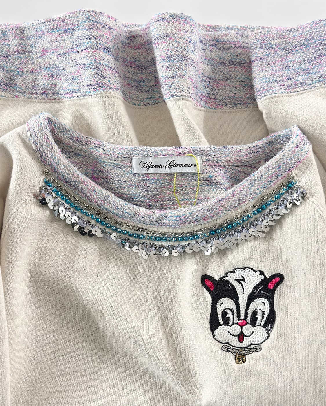 00s 히스테릭 글래머 시퀸 트림 스웻셔츠 상품이미지1