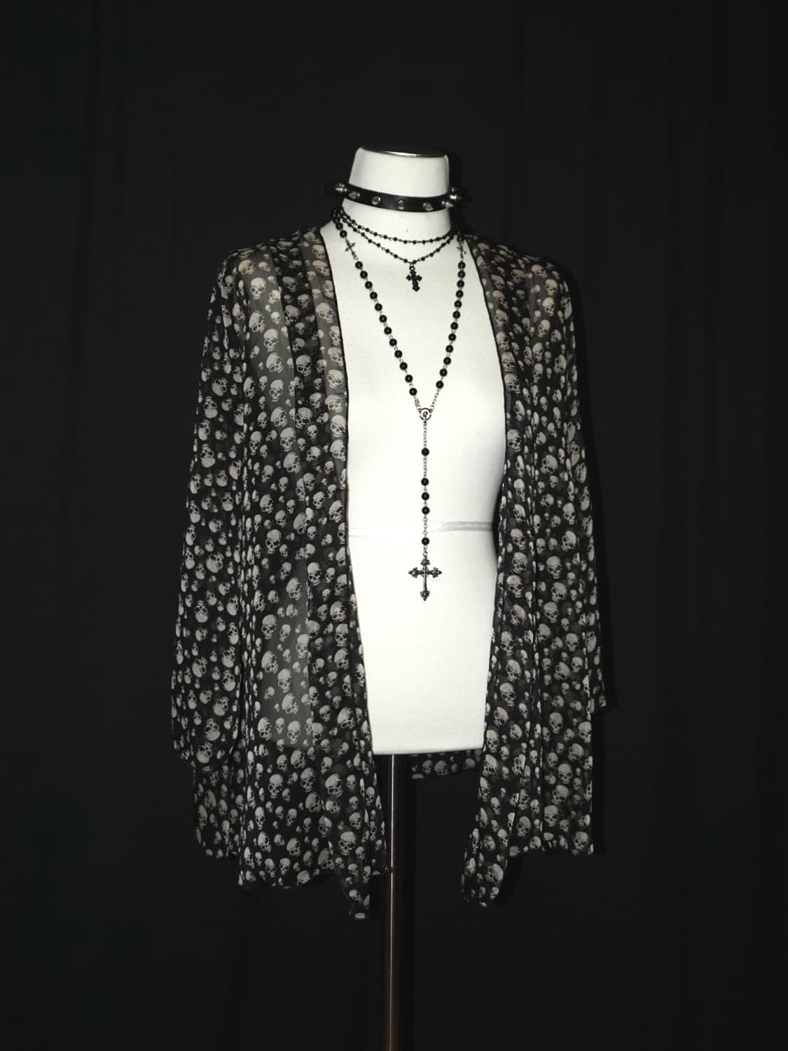 skull graphic see-through cardigan  상품이미지2
