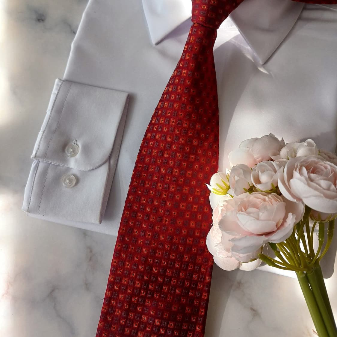 알테아 실크 레드 미세 기하 패턴 넥타이 9.4cm A+등급 A18953 상품이미지6