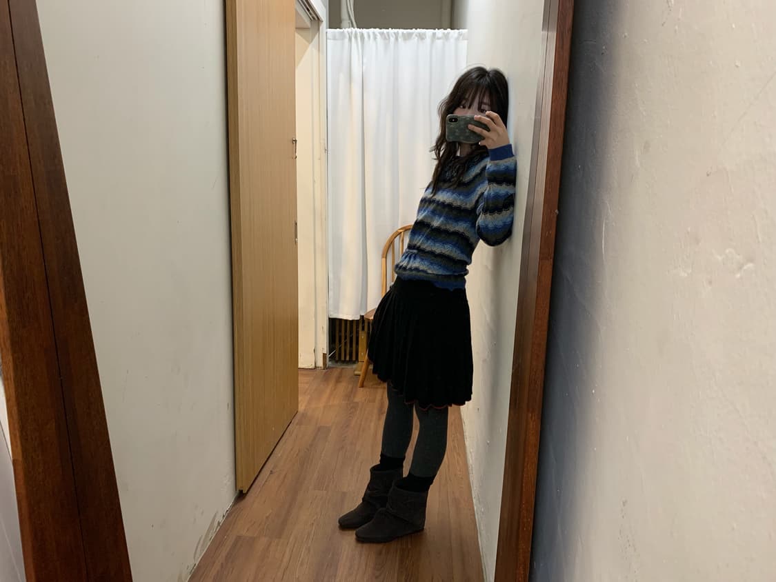 루이비통 롱슬리브 니트 스트라이프 테슬 넥 디테일 블루 상품이미지1