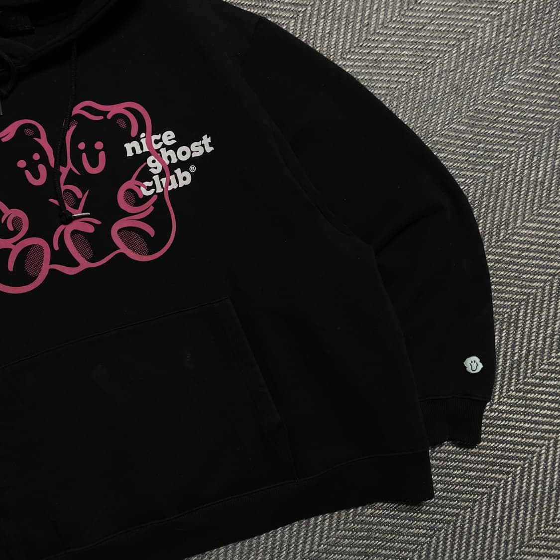 나이스고스트클럽 구미 베어&로고 박시핏 후드 집업 블랙y 5351 상품이미지3