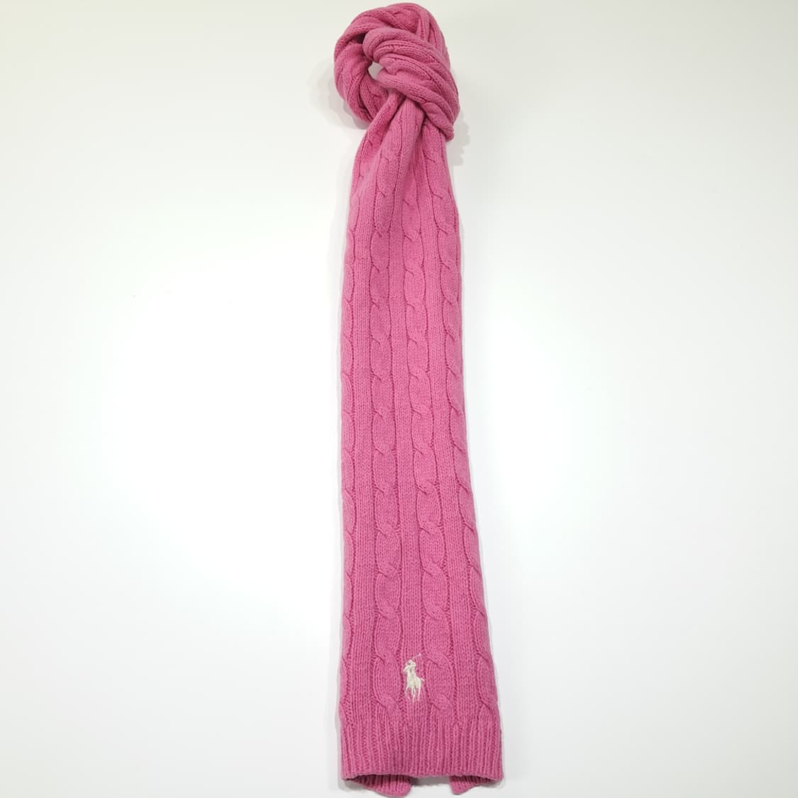 MX652 폴로 90s 코튼울 케이블 화이트포니 핑크 머플러 목도리 상품이미지3