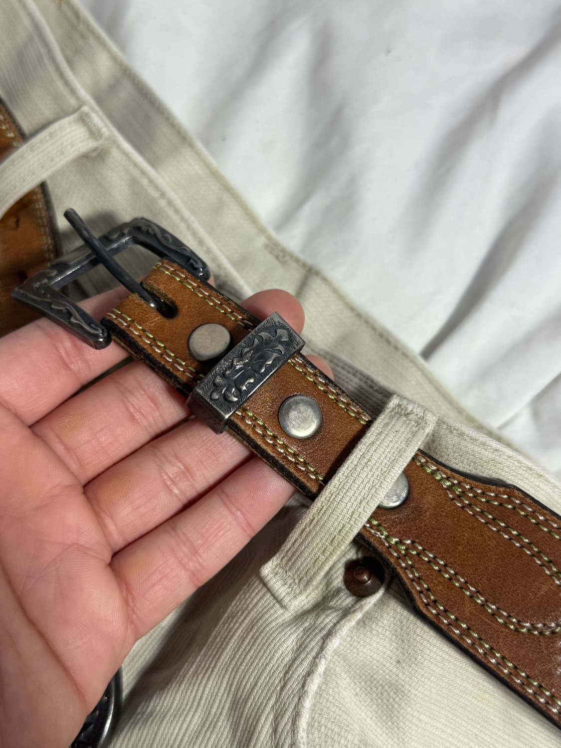 빈티지 웨스턴 스티치 레더 벨트 상품이미지4