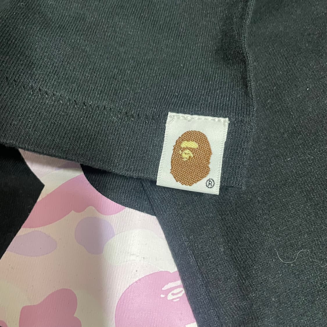 XS) 베이프 딸기우유 핑크카모 베이비마일로 그래픽 반팔 티셔츠 상품이미지5