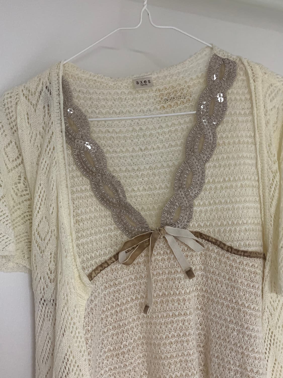 axes 빈티지 히피 페어리 크로쉐 가디건 나시 세트 (하자○ 저렴판매) 상품이미지2