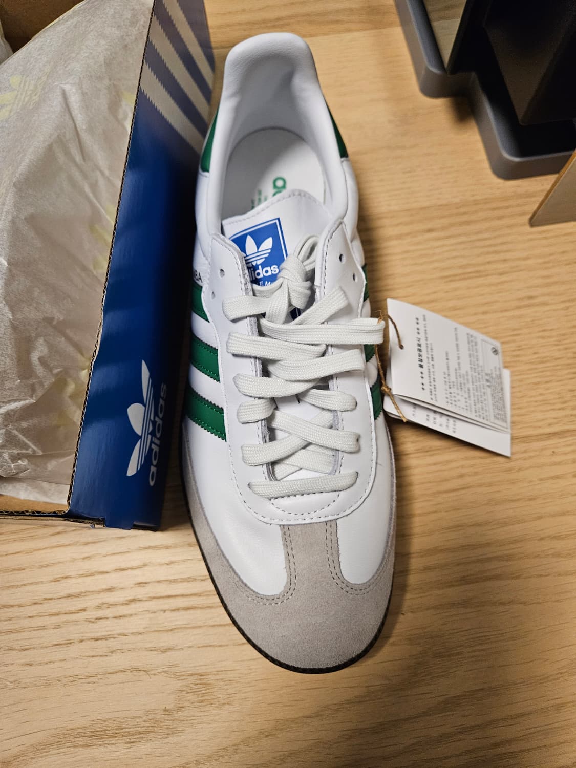 아디다스 삼바 OG 흰/초 녹색 운동화 상품이미지3