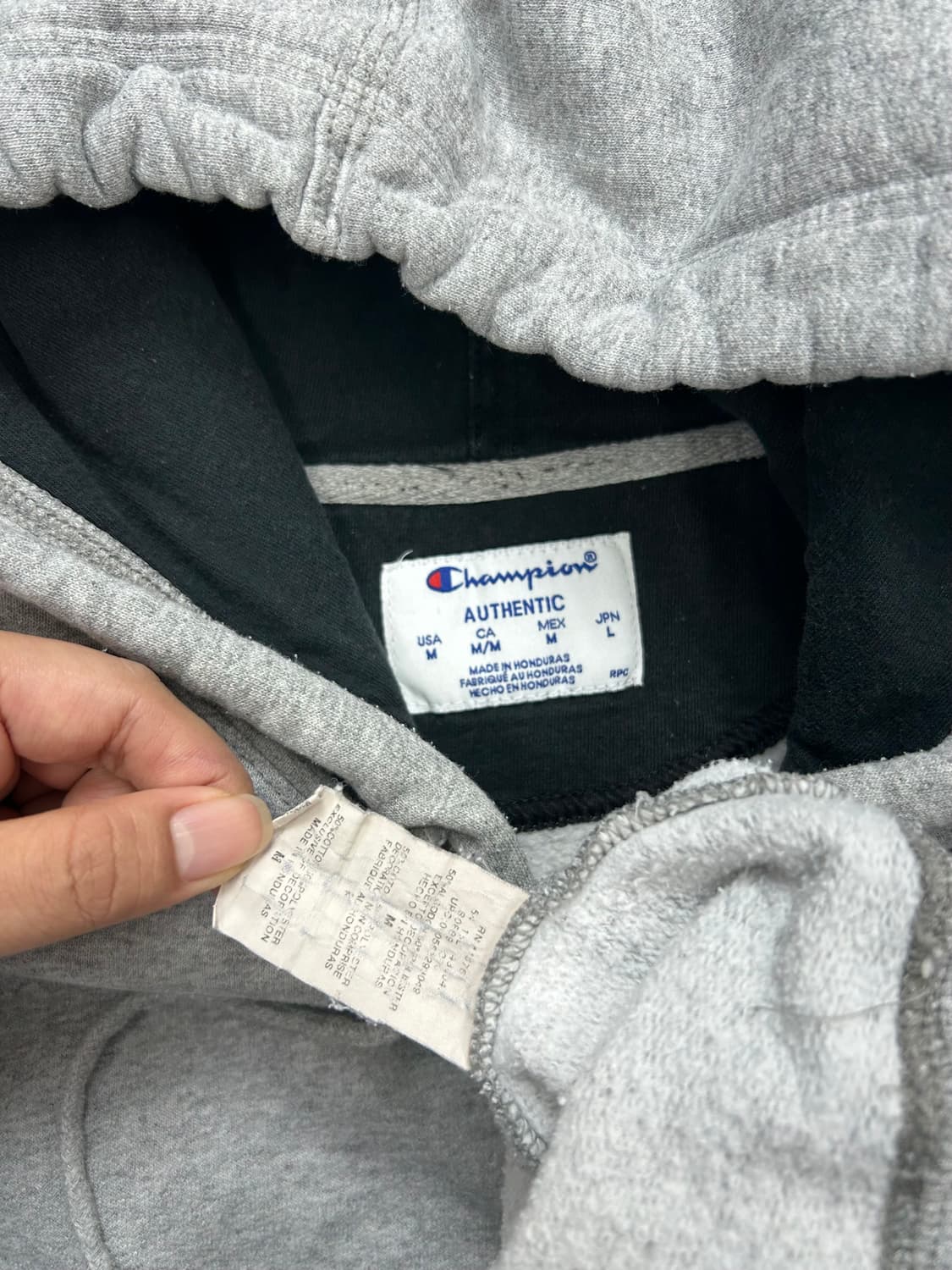 챔피온 그레이 소매로고 후드티 M 상품이미지5