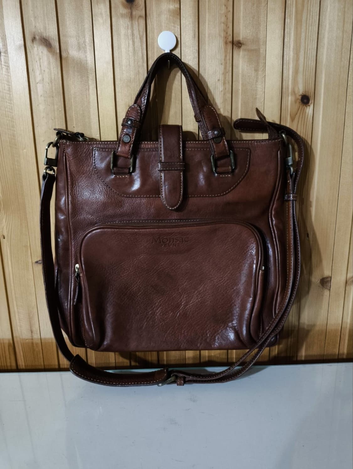 몽삭 00's 에이징 가죽 크로스백 서류가방 상품이미지1