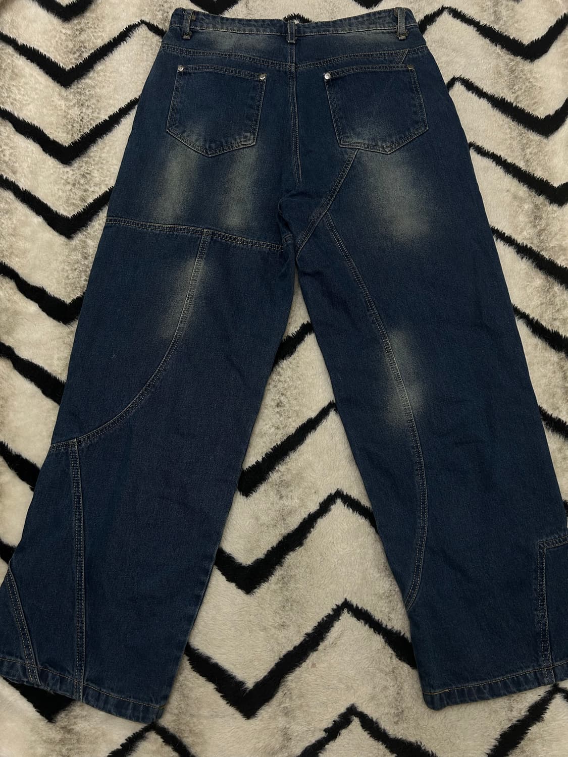 [L]트래블 절개 워싱 와이드 데님팬츠/인디고블루 상품이미지3