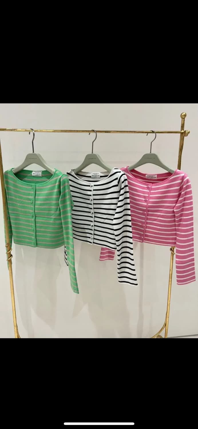 타라바이모션 스트라이프 가디건 - 그린 상품이미지3