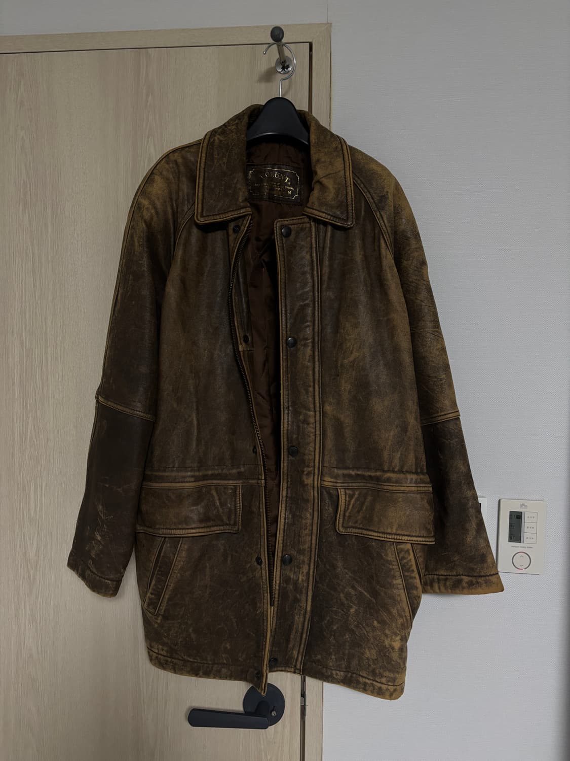 빈티지 워싱 레더 자켓 상품이미지1