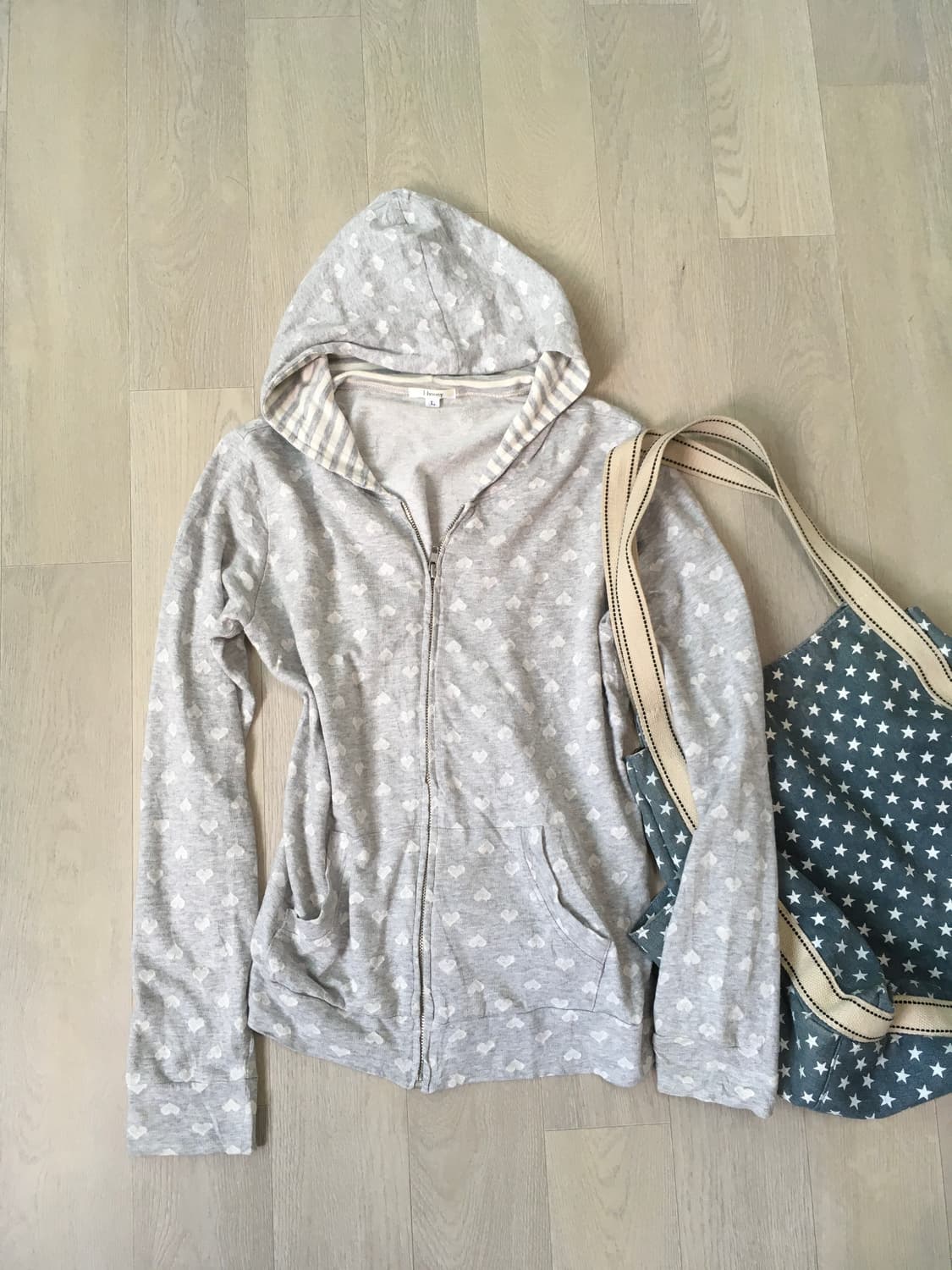 jpn vintage heart melange grey hood zipu 상품이미지8