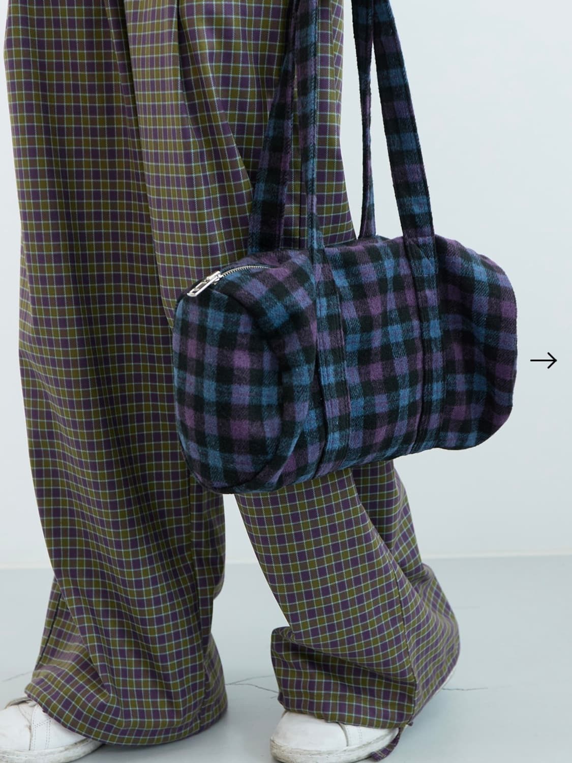 ENZOBLUES 피치 체크 더플 백 (퍼플) 상품이미지2