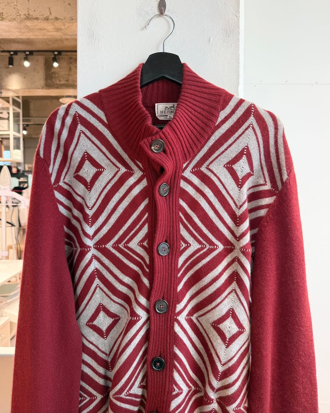 에르메스 레드 울 패턴 가디건  상품이미지3