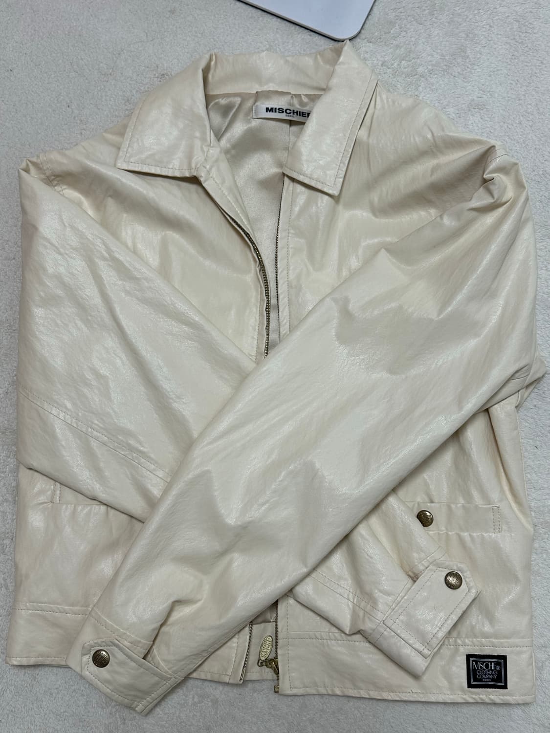 미스치프 레더자켓 크림 아이보리 상품이미지2