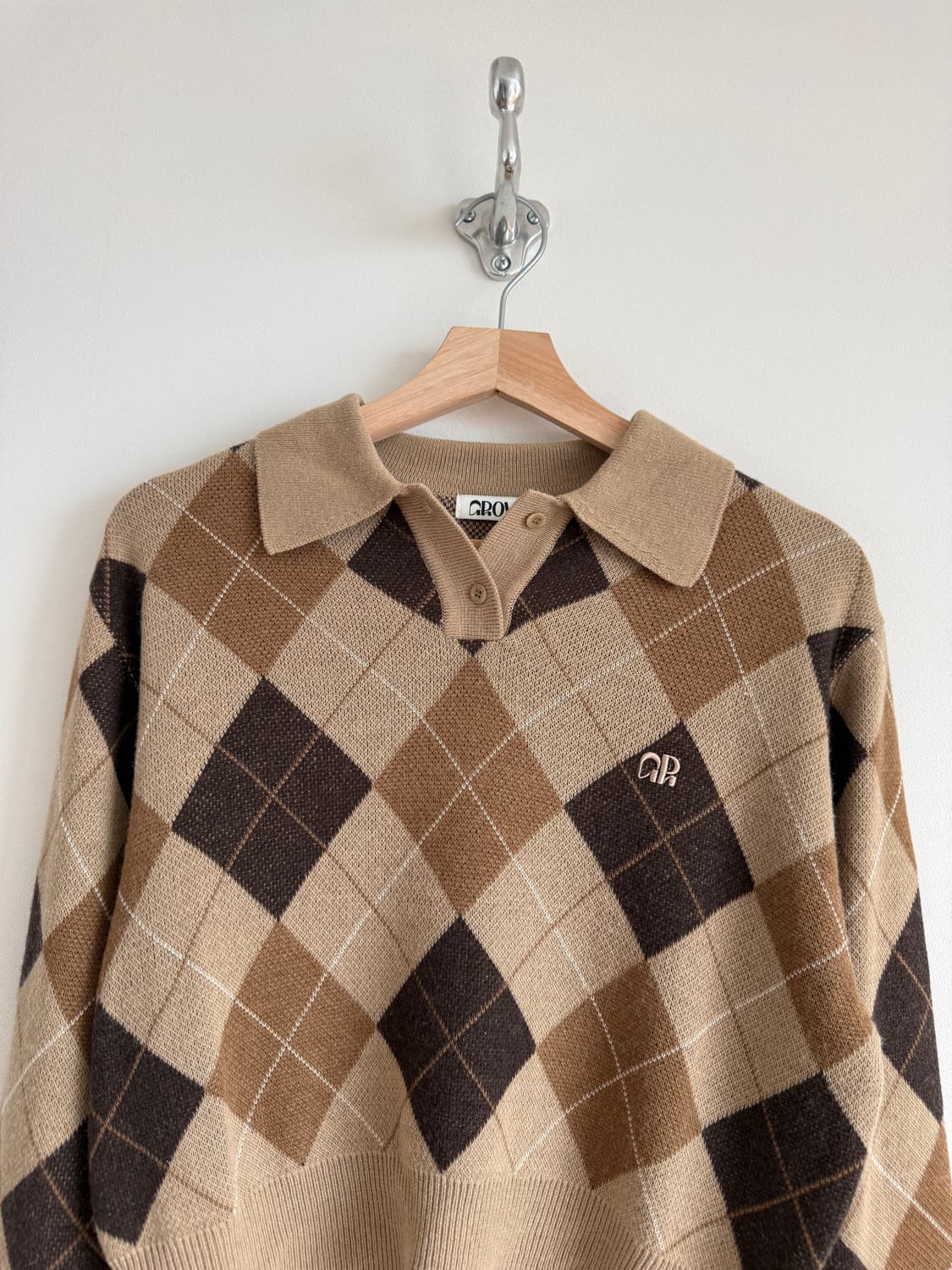 그로브(GROVE) 아가일 체크 카라 니트 상품이미지2