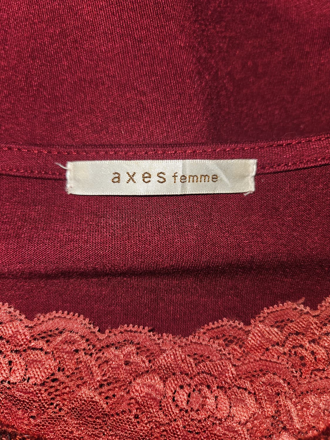 엑시즈팜 로즈 버건디 레이스 블라우스 상품이미지4