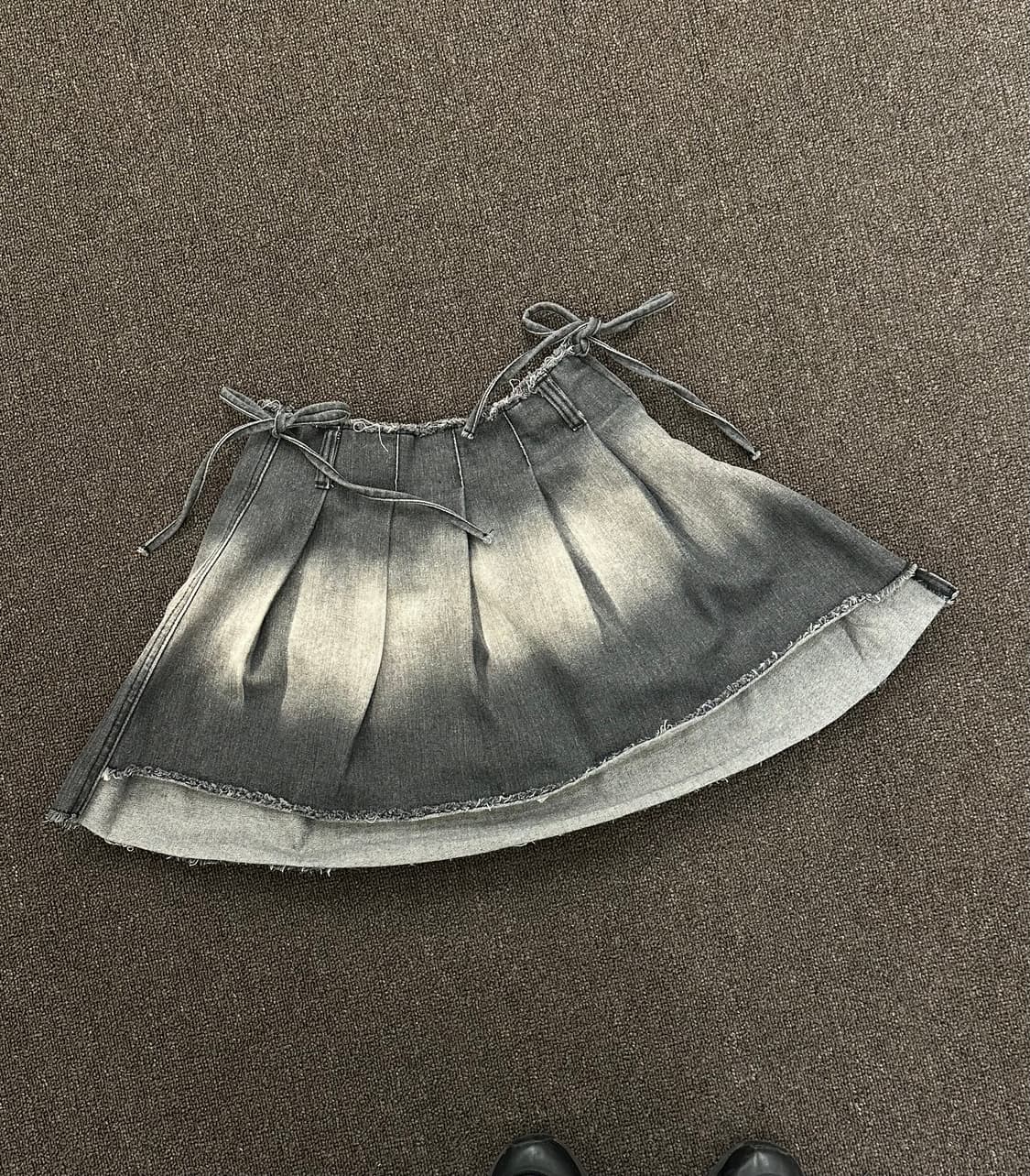 OS)재패니즈 빈티지 그라데이션 워싱 데님 플리츠 미니 스커트  상품이미지2