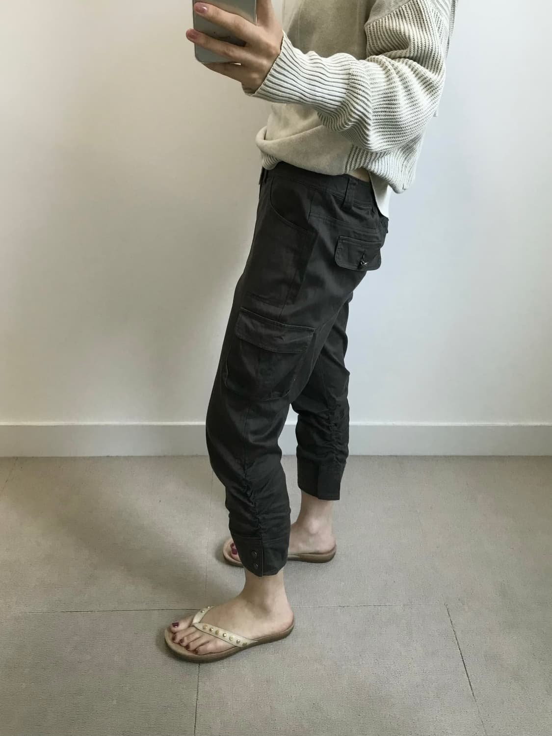 빈티지 셔링 카고 7부 팬츠 상품이미지2
