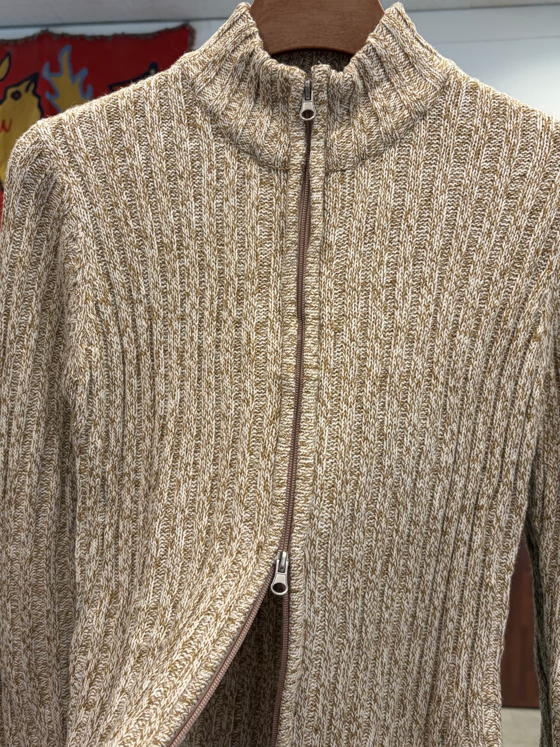 Vtg 빈티지 리브드 니트 집업 상품이미지3