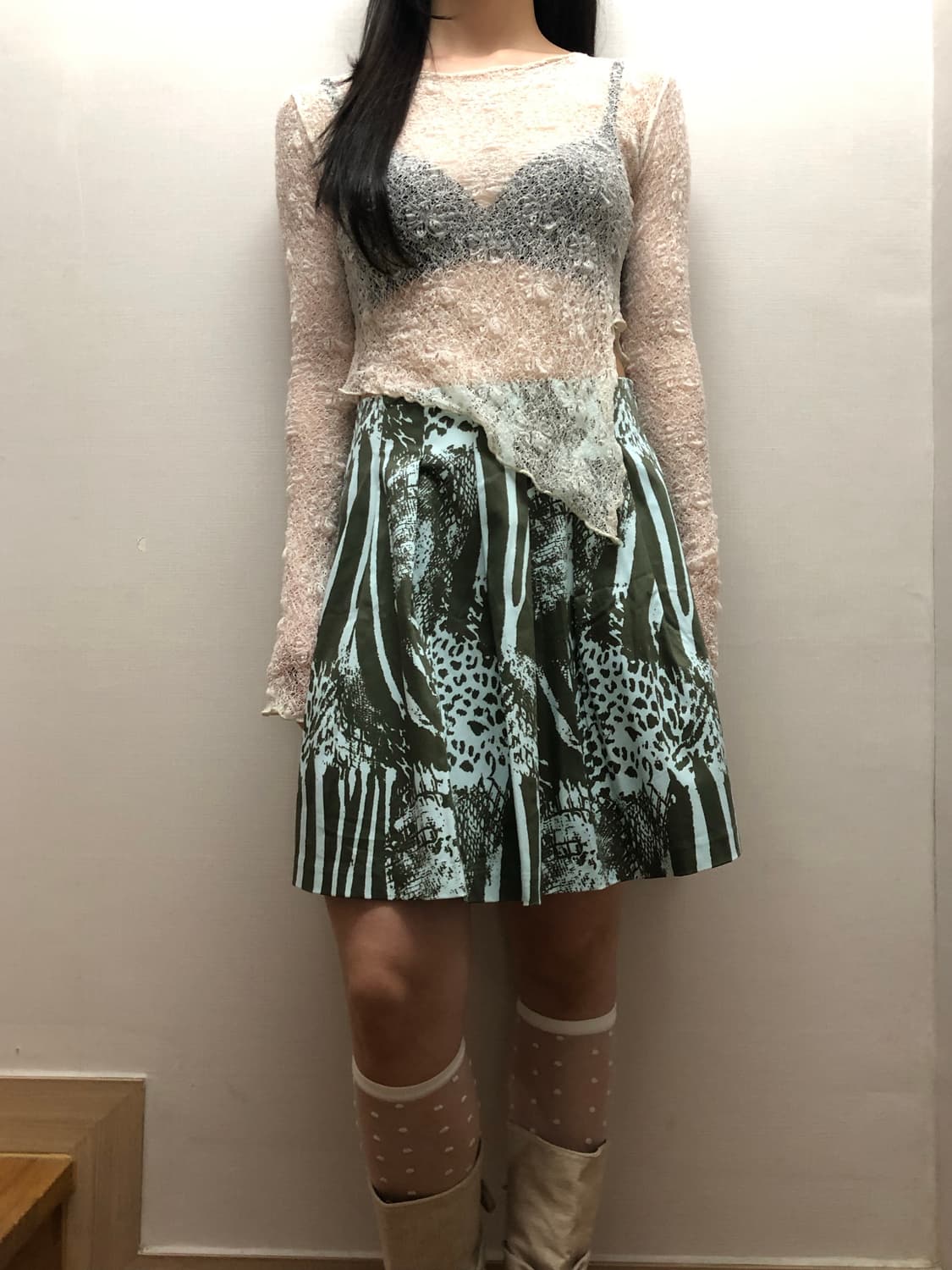 빈티지 라이트 블루 미니 스커트 상품이미지6