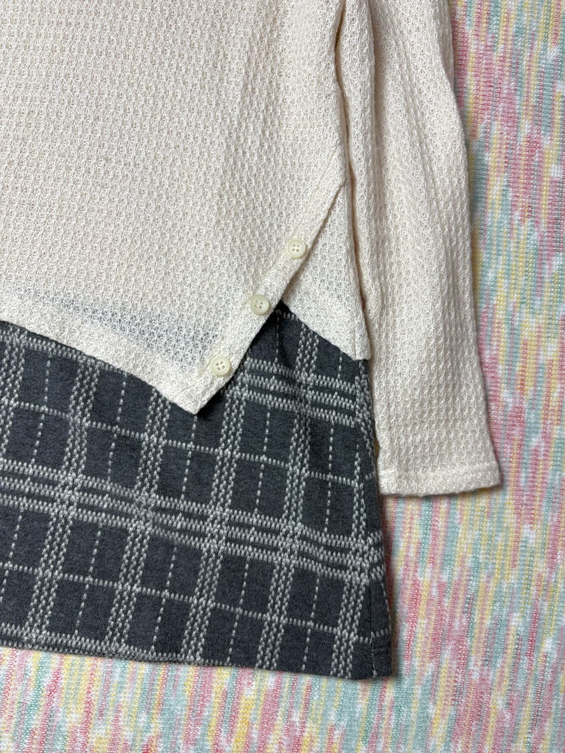 아이보리 체크 레이어드 니트 상품이미지8