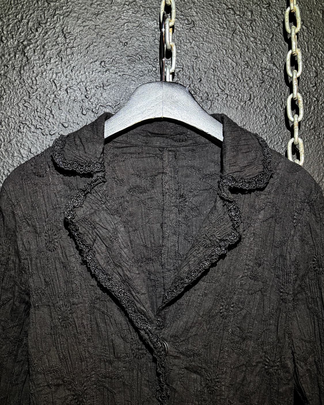 Black Lace-edged Shirt Jacket 상품이미지3