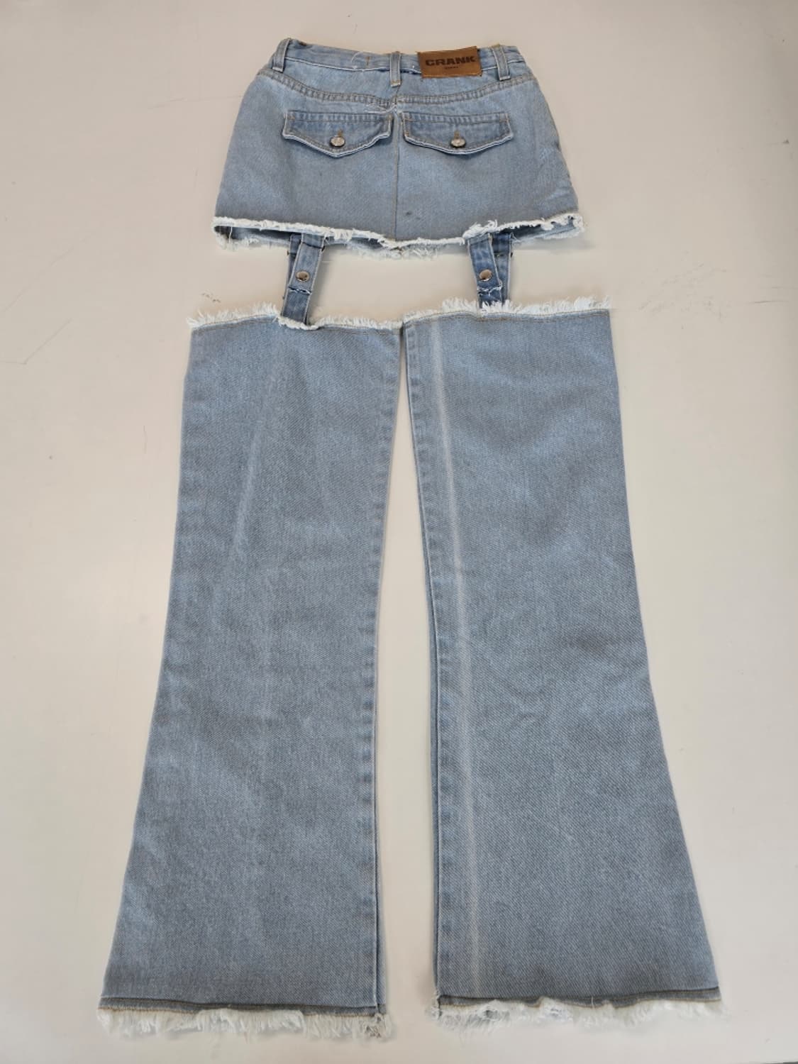 크랭크 CRANK 레이어드 데님 스커트 팬츠 S 상품이미지9