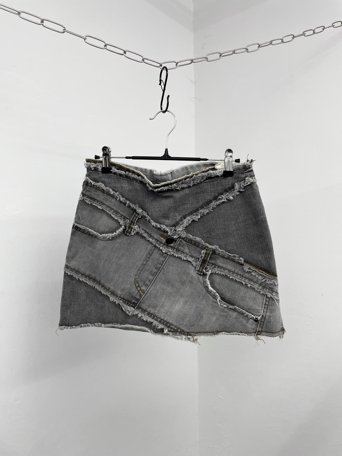 세실맥비 갸루 흑청 패치워크 스커트 상품이미지1