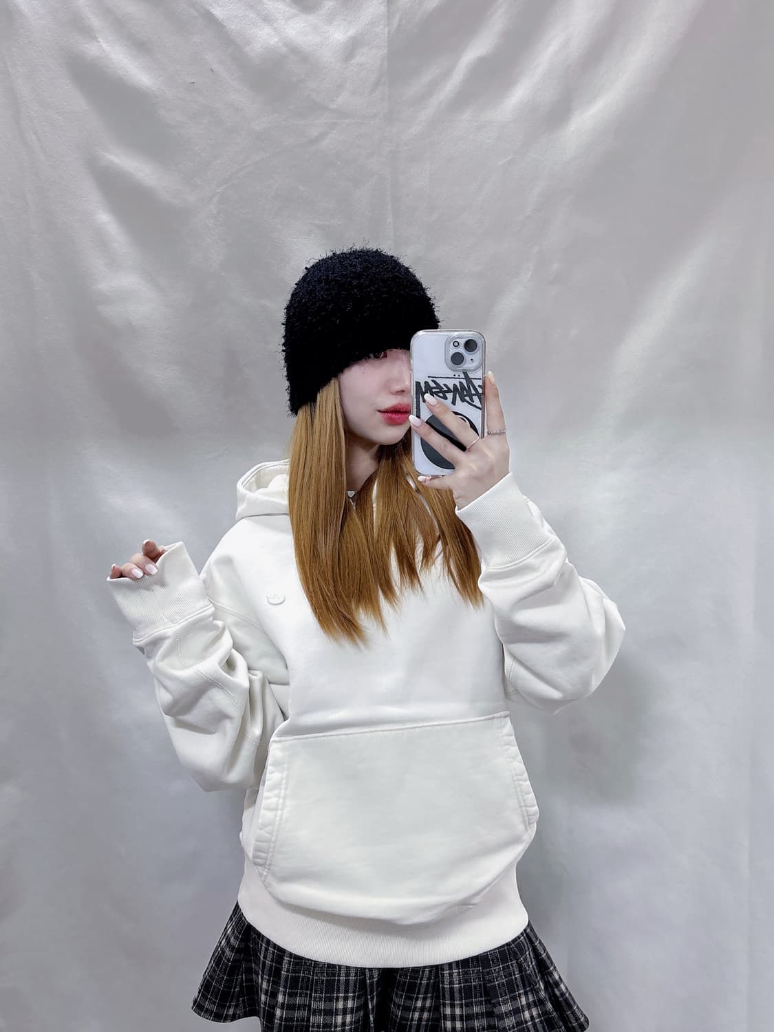 아디다스 화이트 미니로고 오버핏 후드  상품이미지1