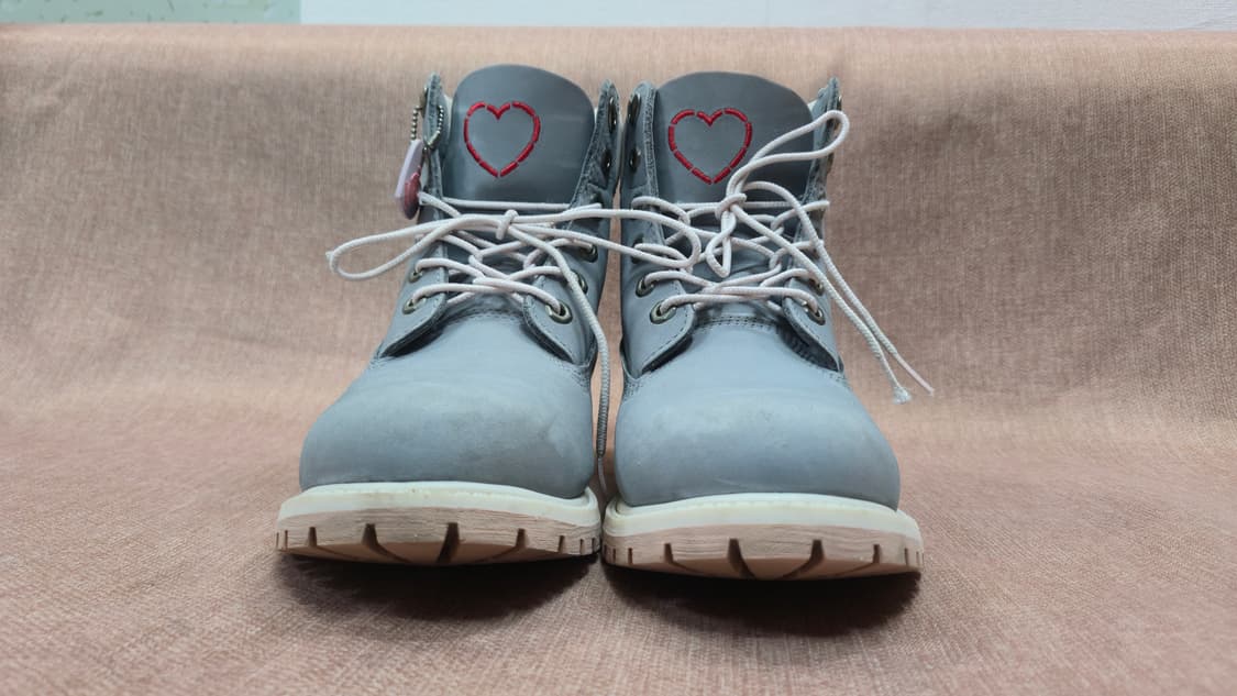 팀버랜드 일회착용 250mm- 6인치 핑크 그레이 부츠 상품이미지3