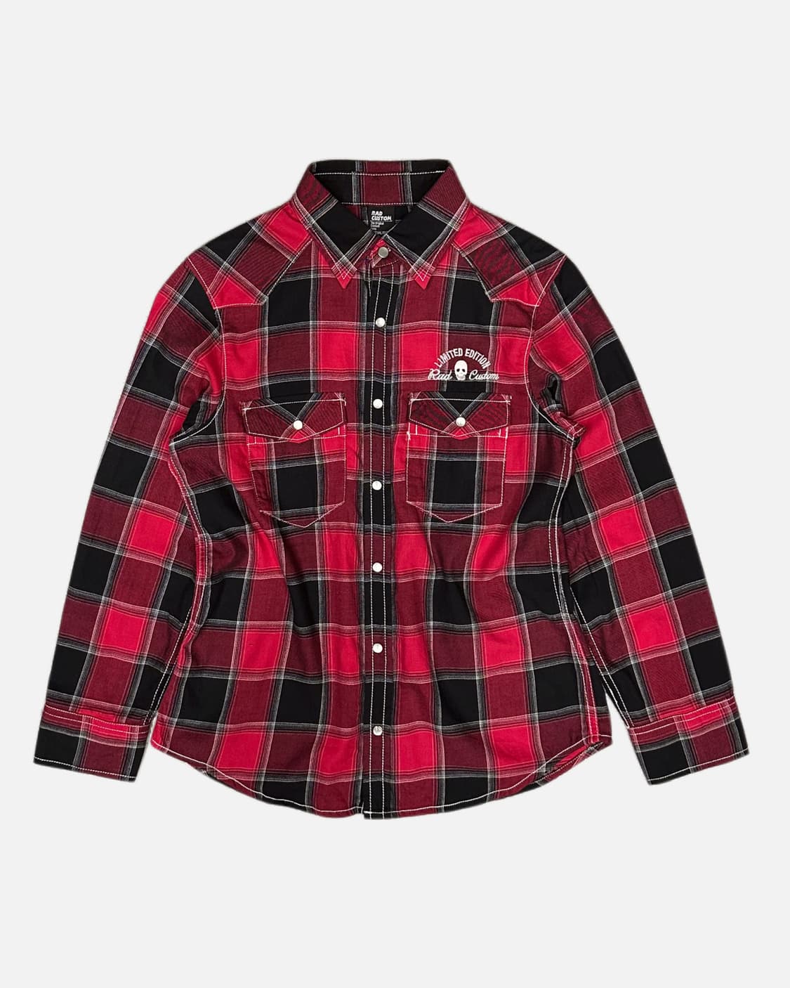  skull printing western check shirt 상품이미지2