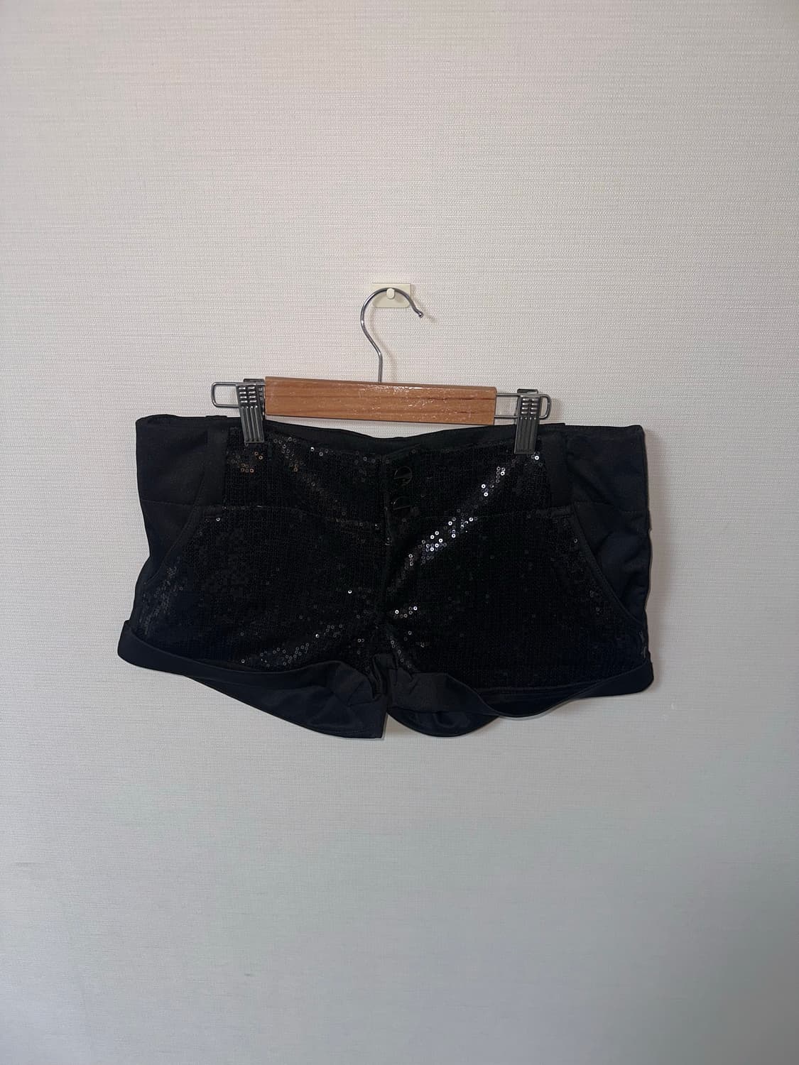 글리터 스팽글 블랙 빈티지 핫팬츠 상품이미지2