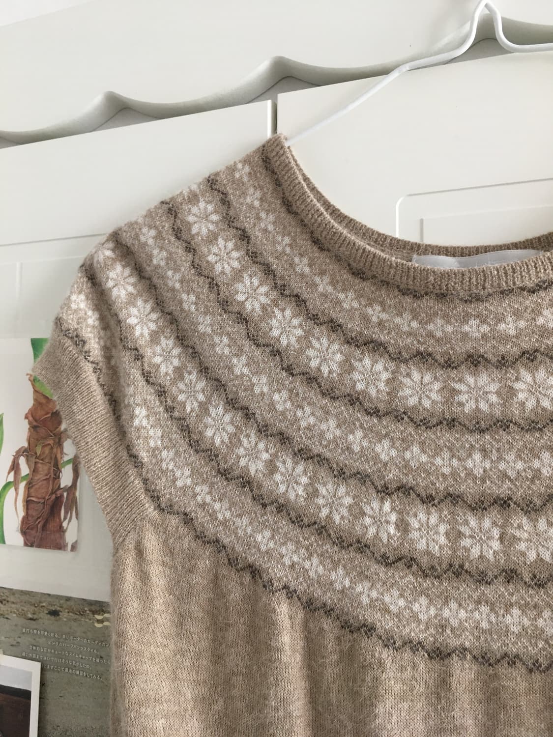 빈티지 모리걸 베이지 눈꽃 하구미 레이어드 베스트 조끼 니트 상품이미지2