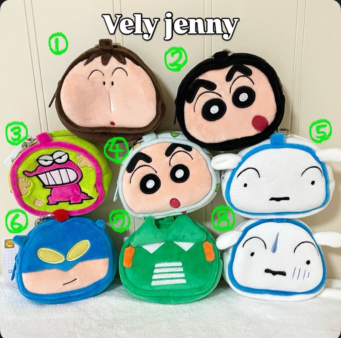 새상품)짱구 맹구 흰둥이 와니야마상 건담로봇 액션가면 인형 파우치 키링 상품이미지1
