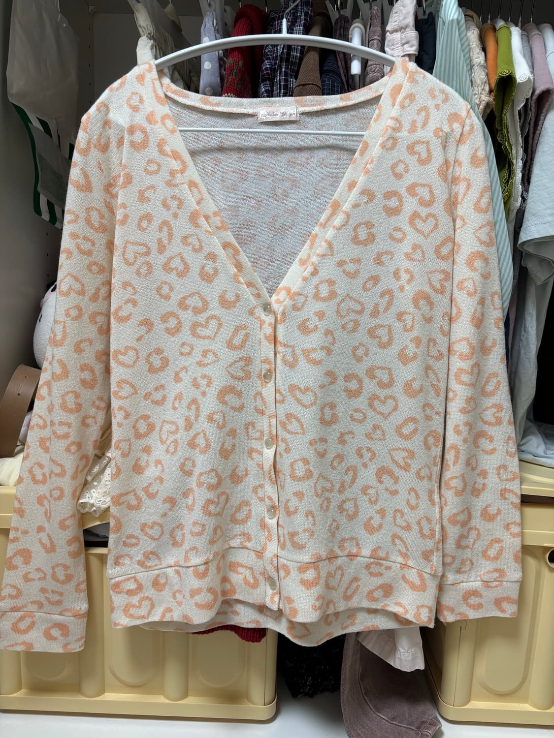 살구색 호피무늬 가디건 상품이미지1
