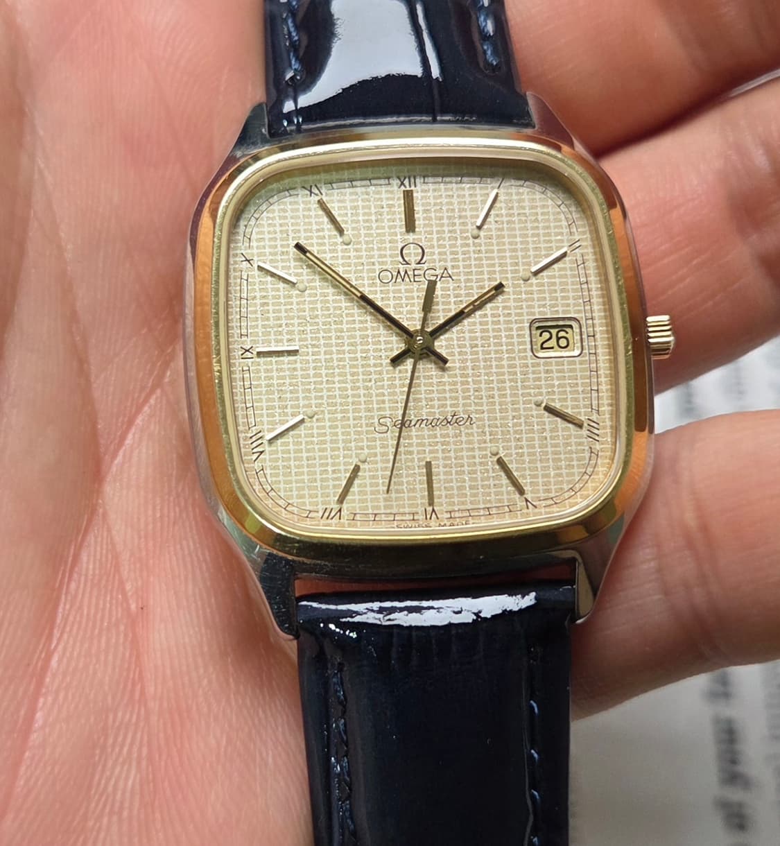 레어] 빈티지 오메가 씨마스터 사각탱크 스파클와플판 싱글데이트 슬림쿼츠  상품이미지10