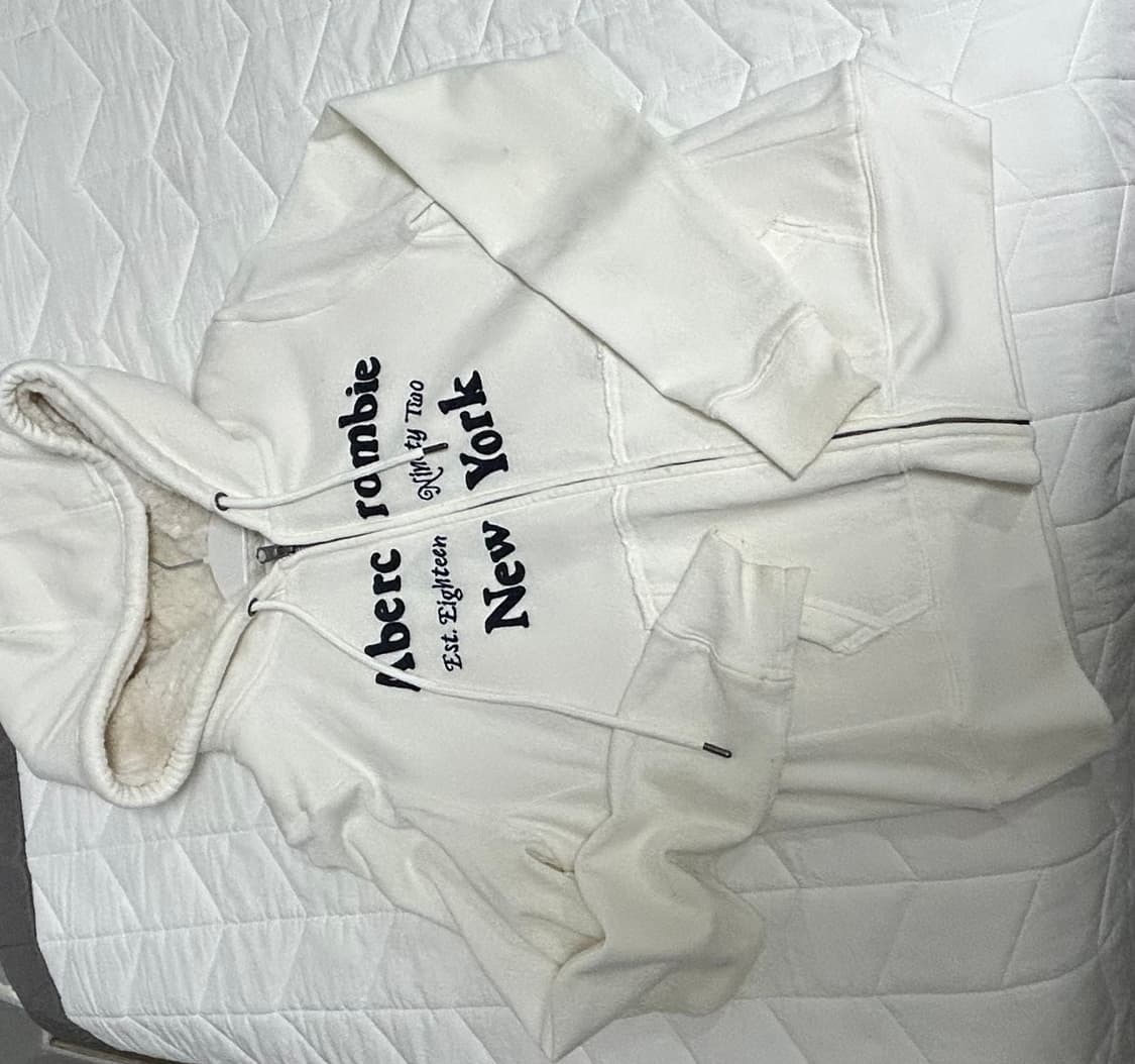 아베크롬비 아이보리 퍼 후드집업 상품이미지1