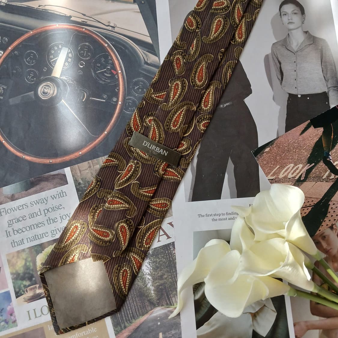 더반(다반) 실크 브라운 페이즐리 넥타이 8.6cm A등급 A19017
 상품이미지4