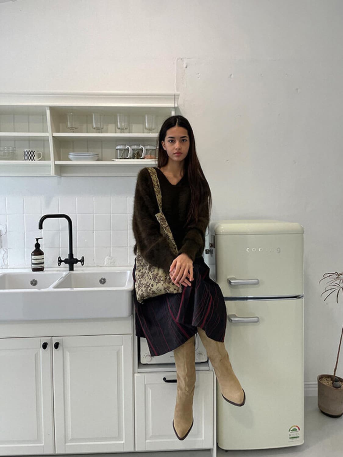 COLOCYNTH flowered eco-bag brown 상품이미지2