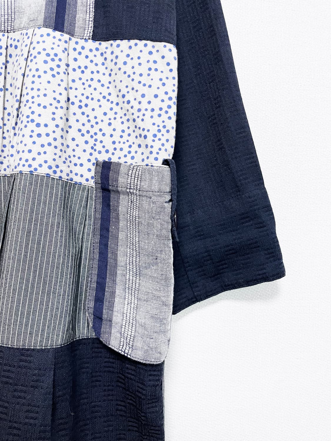 Patchwork Long Shirt - Navy 상품이미지6