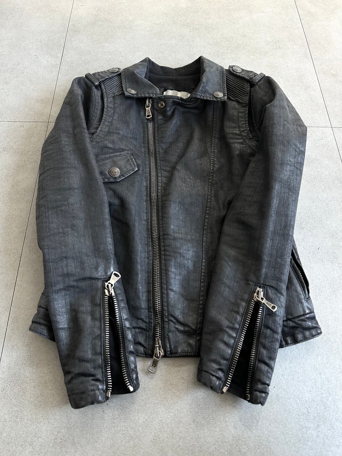 발망 왁스코팅 퀼팅 바이커 자켓 상품이미지2