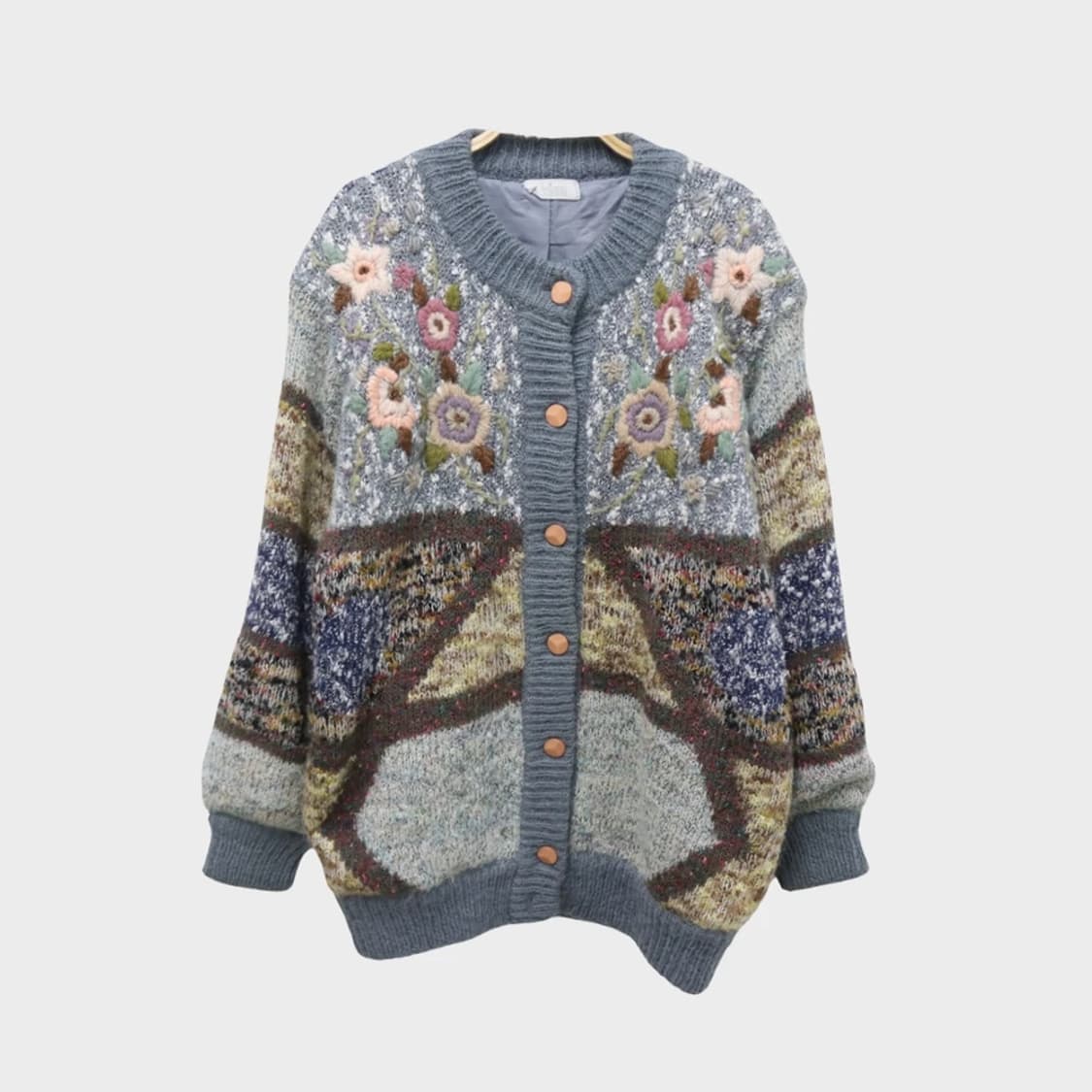 ASIANO 플라워 자수 울 혼방 가디건 60604 상품이미지1