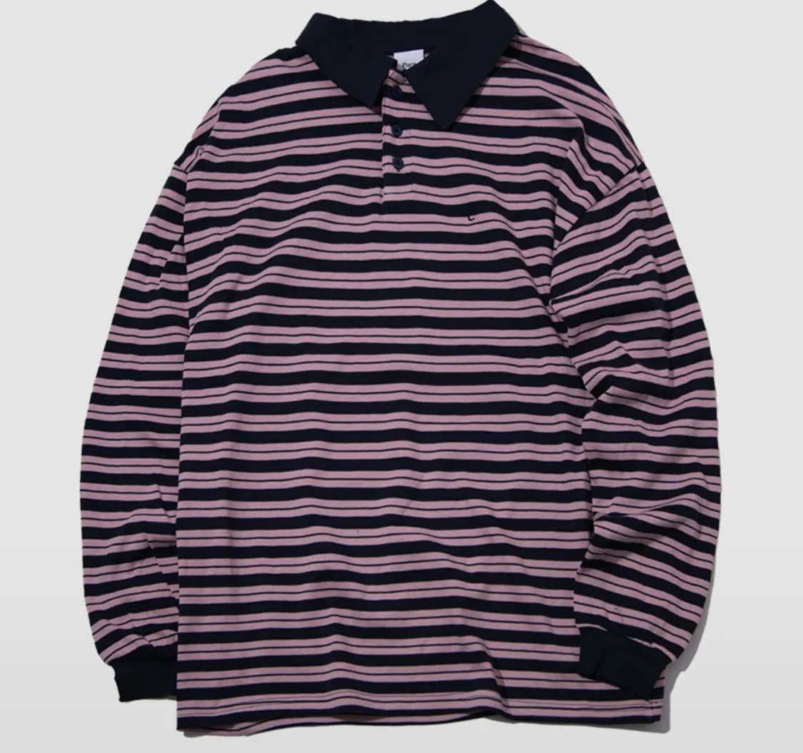 스트라이프 럭비 롱슬리브 오버핏(pink/free) 상품이미지1